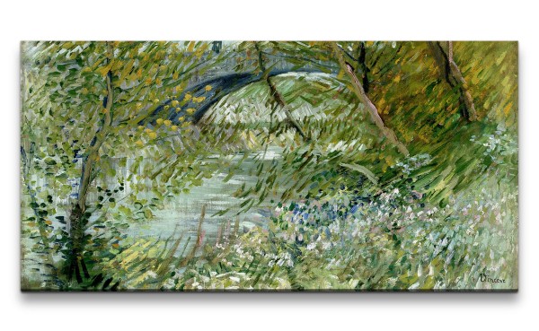 Remaster 120x60cm Vincent Van Gogh Impressionismus Weltberühmtes Gemälde Brücke am Fluss Natur Bäume