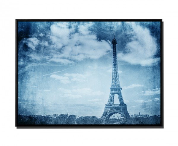 105x75cm Leinwandbild Petrol Vintage Eiffelturm