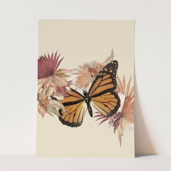 Wandbild Schmetterling Vintage exotische Pflanzen Einzigartig