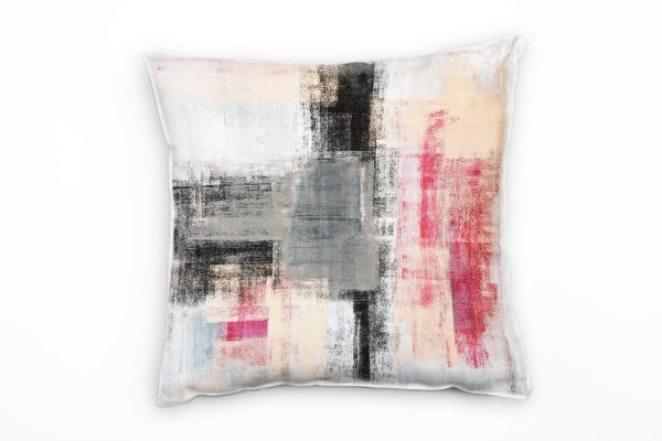 Abstrakt, verschiedene Farben, schwarz, rot, gelb, grau Deko Kissen 40x40cm für Couch Sofa Lounge Zi