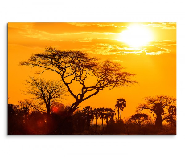 Einzigartige GmbH | - , Afrika Wohnaccessoires Sonnenuntergang Wandbilder Geschenke Savanne Sinus 120x80cm Art Wandbild Designs, zu Preisen Bäume fairen &