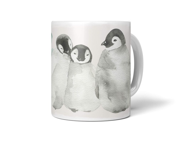 Tasse Porzellan Tier Motiv kleine süße Pinguine kuschelig Lieblich Herzig Flauschig