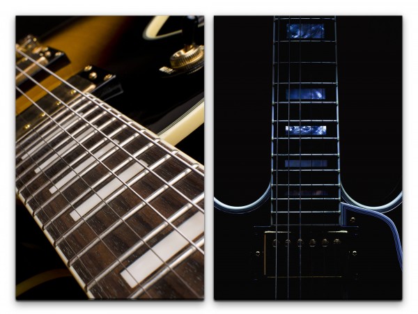 2 Bilder je 60x90cm Gitarre Gitarrensaiten Makro Musik Rock Roll Musiker