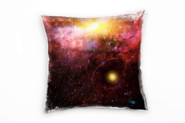 Natur, Abstrakt, rot, gelb, rosa, schwarz, Universum Deko Kissen 40x40cm für Couch Sofa Lounge Zierk