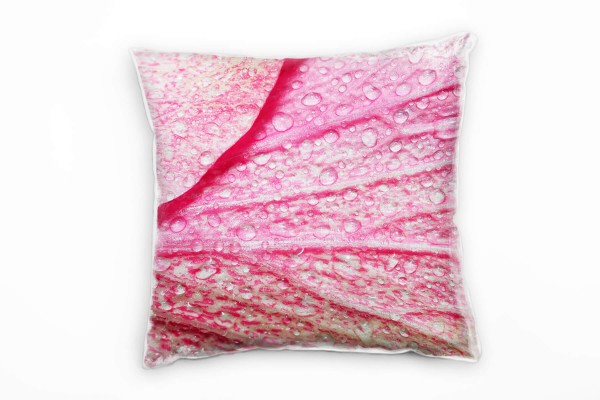 Macro, Blütenblatt, Wassertropfen, pink Deko Kissen 40x40cm für Couch Sofa Lounge Zierkissen
