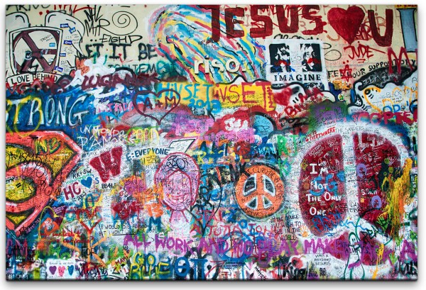 bunte John Lennon Wand in Prag Wandbild in verschiedenen Größen