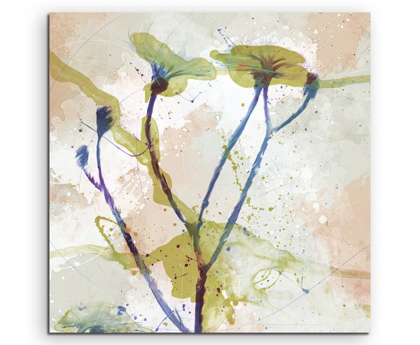 Blumen X 60x60cm Aquarell Art Leinwandbild Old