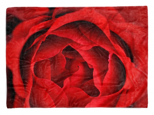 Handtuch Strandhandtuch Saunatuch Kuscheldecke mit Fotomotiv Rote Blüte Blume N