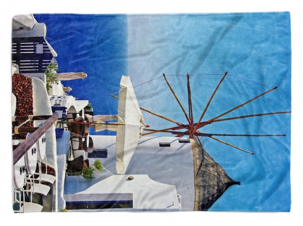 Handtuch Strandhandtuch Saunatuch Kuscheldecke mit Fotomotiv Santorini Griechen