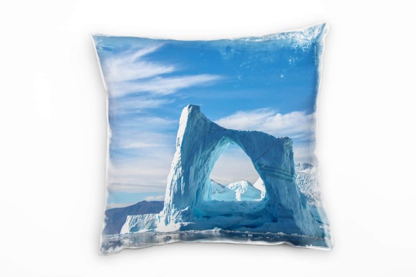 Winter, Natur, blau, weiß, Eisberg, Grönland Deko Kissen 40x40cm für Couch Sofa Lounge Zierkissen
