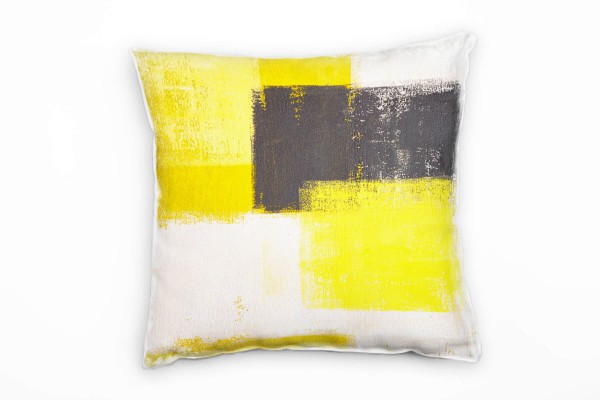 Abstrakt, gelb, weiß, grau, Rechtecke, gemalt Deko Kissen 40x40cm für Couch Sofa Lounge Zierkissen