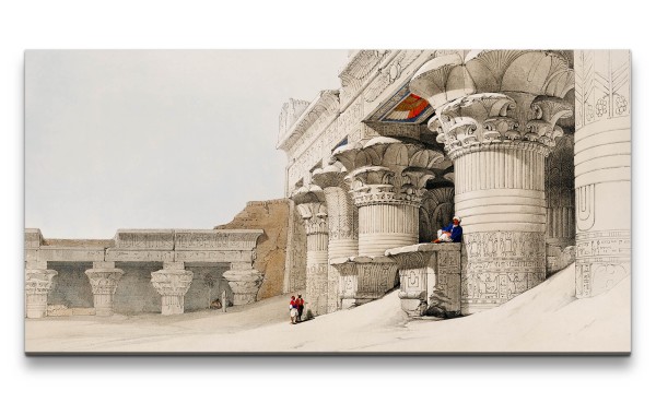 Remaster 120x60cm Ägypten schöne Illustration Tempel Kunstvoll Archäologie