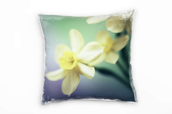 Macro, Blumen, Blüten, gelb, grün Deko Kissen 40x40cm für Couch Sofa Lounge Zierkissen