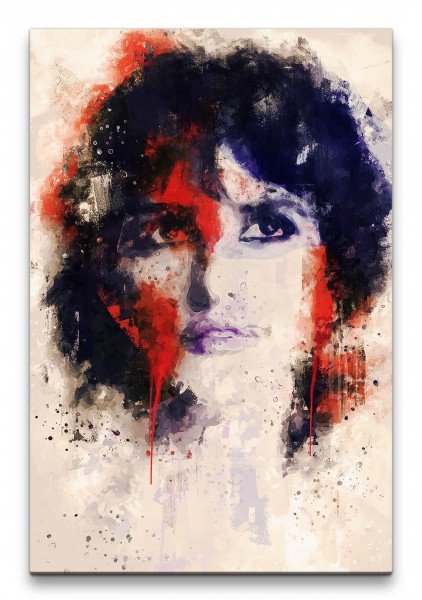 Penélope Cruz Porträt Abstrakt Kunst Schauspielerin Schönheit rote Farbe 60x90cm Leinwandbild