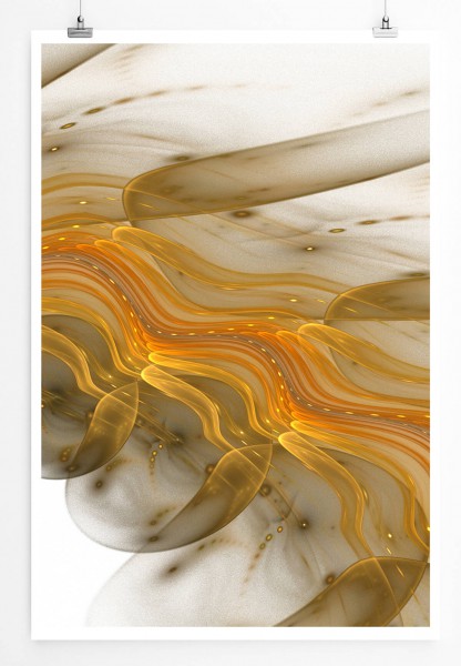 60x90cm Digitale Grafik Poster Gelb orange Schlieren