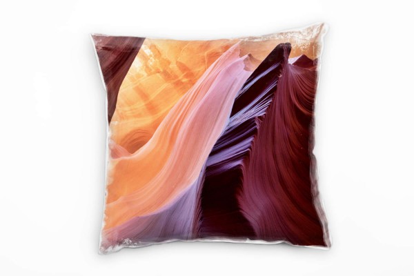 Natur, orange, Sandstein, Antilopen Schlucht Deko Kissen 40x40cm für Couch Sofa Lounge Zierkissen