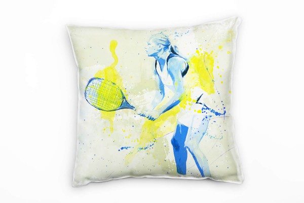 Tennis Deko Kissen Bezug 40x40cm für Couch Sofa Lounge Zierkissen