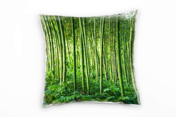Natur, grün, Bambus, Wald Deko Kissen 40x40cm für Couch Sofa Lounge Zierkissen