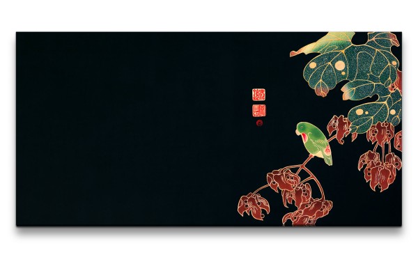Remaster 120x60cm Ito Jakuchu traditionelle japanische Kunst The Paroquet Zeitlos Harmonisch
