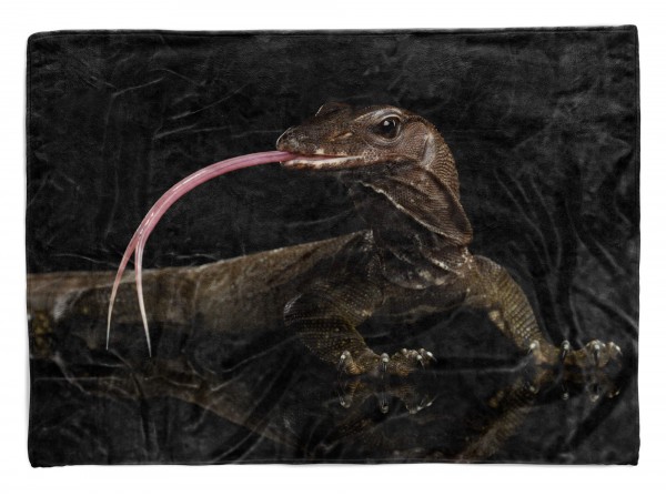 Handtuch Strandhandtuch Saunatuch Kuscheldecke mit Tiermotiv Waran Reptil