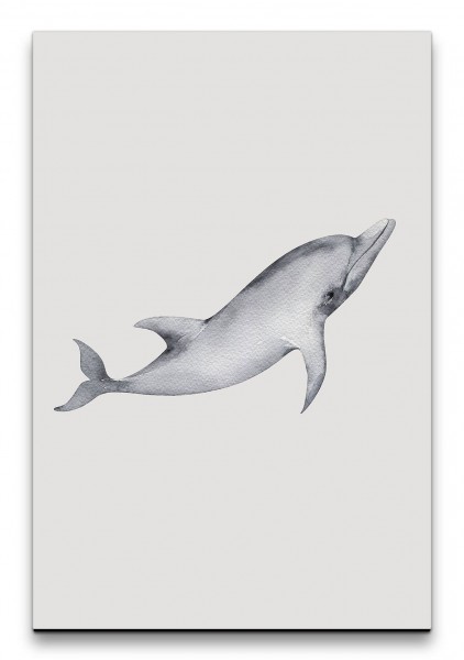 Delfin Wasserfarben Grautöne Minimalistisch Modern Kunstvoll