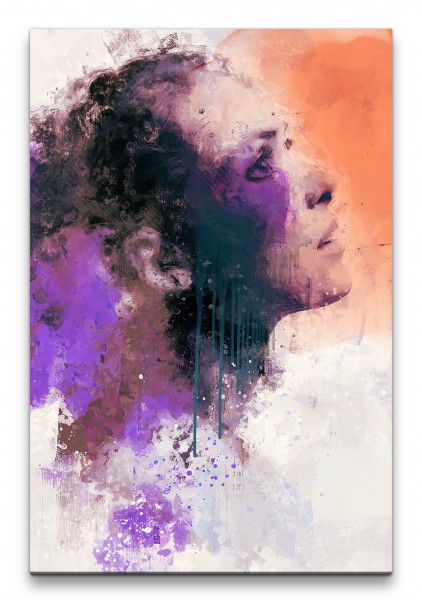 Winona Ryder Porträt Abstrakt Kunst Schauspielerin Farbenfroh 60x90cm Leinwandbild