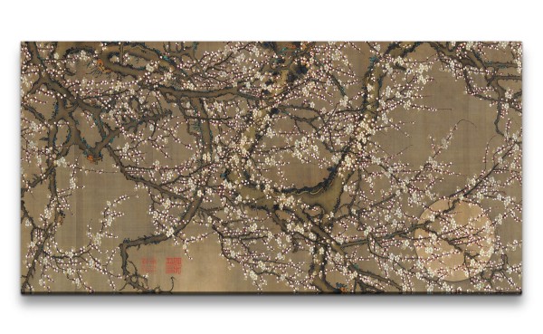 Remaster 120x60cm Ito Jakuchu traditionelle japanische Kunst White Plum Blossoms and Moon