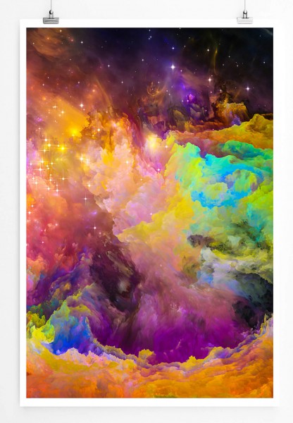 Knallige bunte Farbwolken 60x90cm Poster