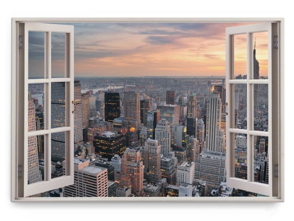 Wandbild 120x80cm Fensterbild New York Hochhäuser Manhattan Megacity