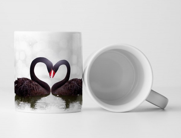 Tasse Geschenk Tierfotografie - Wunderschöne schwarze Schwäne in Herzform