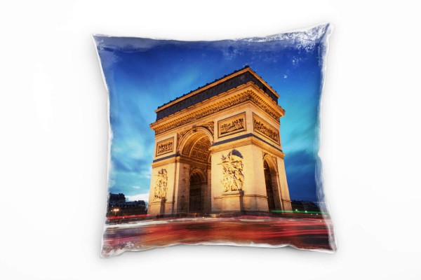 City, rot, blau, braun, Arc de Triomphe, Paris, Nacht Deko Kissen 40x40cm für Couch Sofa Lounge Zier