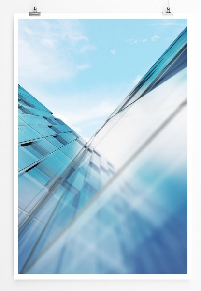 Fotocollage 60x90cm Poster Transparentes Architektur Model eines Glasgebäudes