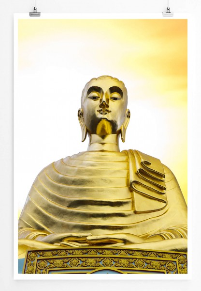 60x90cm Künstlerische Fotografie Poster Thailändischer Buddha bei Sonnenaufgang
