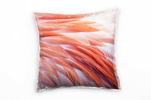 Tiere, Federn, Flamingo, orange, rosa Deko Kissen 40x40cm für Couch Sofa Lounge Zierkissen