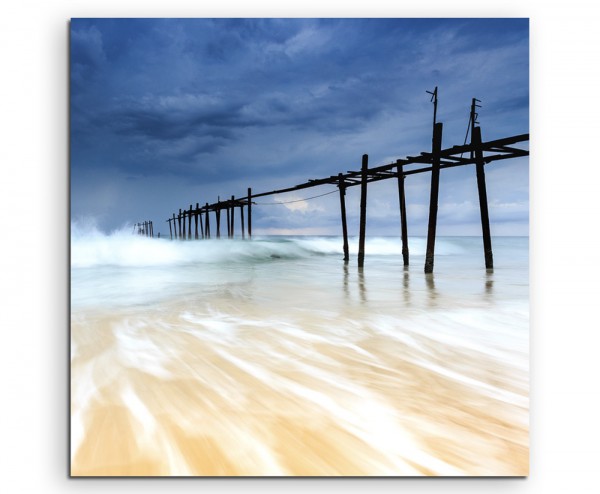 Landschaftsfotografie  Aufziehender Sturm am Strand auf Leinwand exklusives Wandbild moderne Fotogr