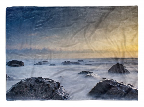 Handtuch Strandhandtuch Saunatuch Kuscheldecke mit Fotomotiv Fotokunst Meer Fel