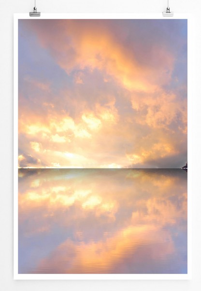 Landschaftsfotografie 60x90cm Poster Spiegelndes Meer mit Opalhimmel