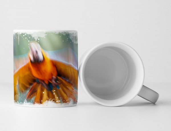 Tasse Geschenk Künstlerische Fotografie – Papagei im Flug