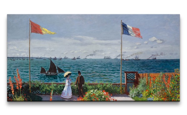 Remaster 120x60cm Claude Monet Impressionismus weltberühmtes Wandbild Garden at Sainte-Adresse