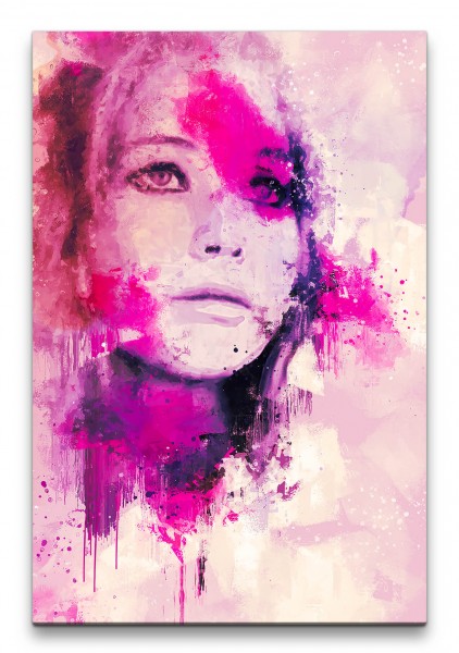 Jennifer Lawrence Porträt Abstrakt Kunst Schauspielerin Farbenfroh 60x90cm Leinwandbild