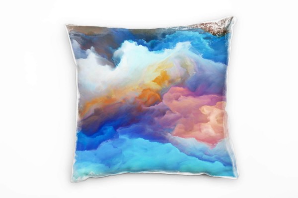 Abstrakt, Wolken, gemalt, bunt Deko Kissen 40x40cm für Couch Sofa Lounge Zierkissen