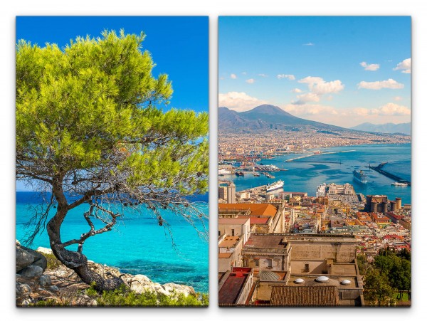 2 Bilder je 60x90cm Griechenland Chalkidiki Mittelmeer Baum Sommer Süden Urlaub