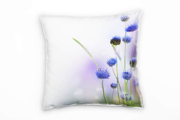 Blumen, grün, lila, Knopfblume, Pastellfarben Deko Kissen 40x40cm für Couch Sofa Lounge Zierkissen