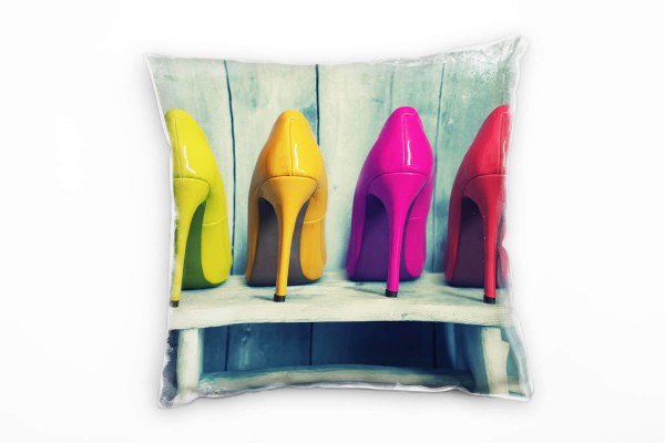 künstlerische Fotografie, Schuhe, grün, rot, orange, pink Deko Kissen 40x40cm für Couch Sofa Lounge