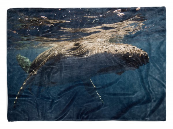 Handtuch Strandhandtuch Saunatuch Kuscheldecke mit Tiermotiv Buckelwal unter Wa