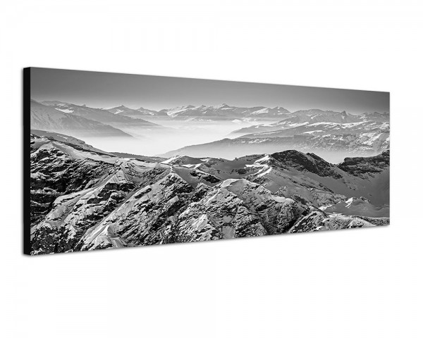 150x50cm Alpen Gebirge Bergspitzen Schnee Eis Nebel