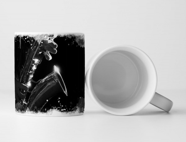 Tasse Geschenk Saxophonspieler – Fotografie in schwarz weiß