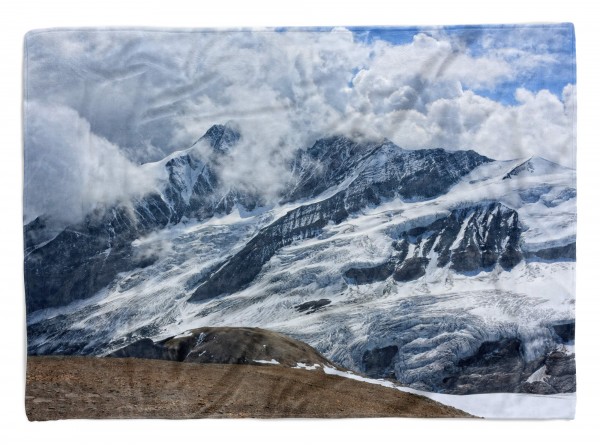 Handtuch Strandhandtuch Saunatuch Kuscheldecke mit Fotomotiv Berge Gletscher Schnee