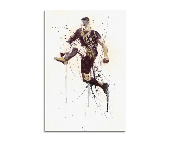 Franck Ribery 90x60cm Keilrahmenbild Kunstbild Aquarell Art Wandbild auf Leinwand fertig gerahmt Or