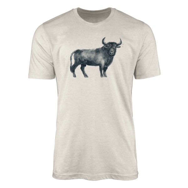 Herren Shirt 100% gekämmte Bio-Baumwolle T-Shirt Aquarell Stier Bulle Motiv Nachhaltig Ökomode aus
